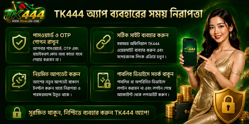 TK444 অ্যাপ ব্যবহারের সময় নিরাপত্তা
