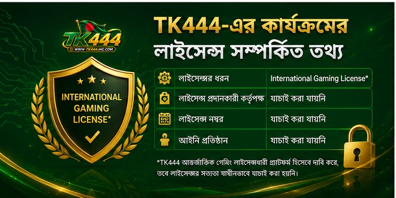 TK444-এর কার্যক্রমের লাইসেন্স সম্পর্কিত তথ্য TK444-এর কার্যক্রমের লাইসেন্স সম্পর্কিত তথ্য