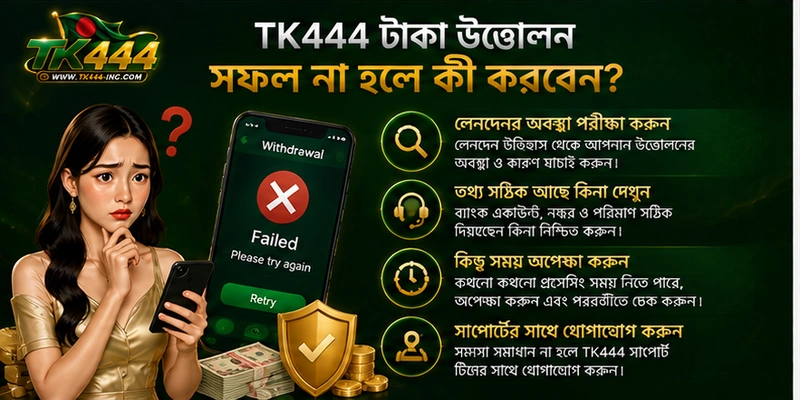 TK444 টাকা উত্তোলন সফল না হলে কী করবেন?
