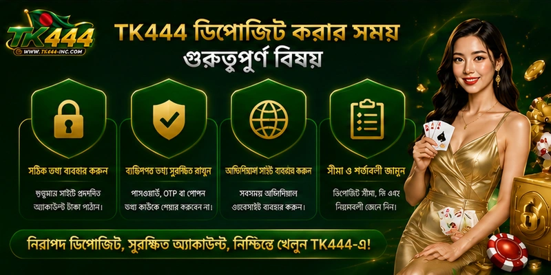 TK444 ডিপোজিট করার সময় গুরুত্বপূর্ণ বিষয়