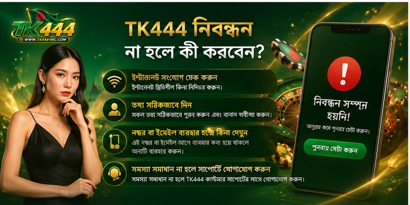 TK444 নিবন্ধন না হলে কী করবেন?