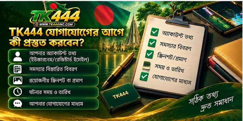 TK444 যোগাযোগের আগে কী প্রস্তুত করবেন?